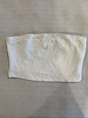 SHEIN White Textured Strapless Crop Top